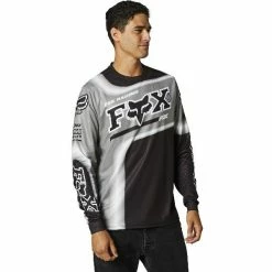 Deals 😍 Fox Powerband Black Grey Long Sleeve Jersey - Black - Small - Adult 😍